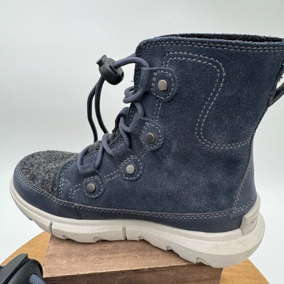 SOREL EXPLORER WATERPROOF LACE-UP INSULATED BOOTS IN INDIA INK NWT KIDS SIZE 13 - Picture 2 of 12